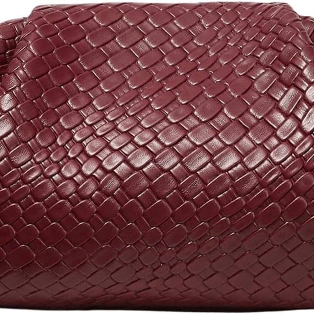 Women's Woven Evening Bag Dumpling Clutch Purse No Strap Handbags Elegant Faux P